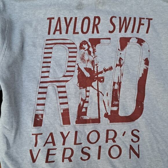 Taylor Swift Hoodie 2XL Gray Red Taylor's Version Pullover Swifties - Picture 12 of 12